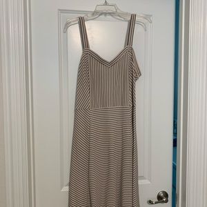 Loft stripped midi dress. Size 12 like new.